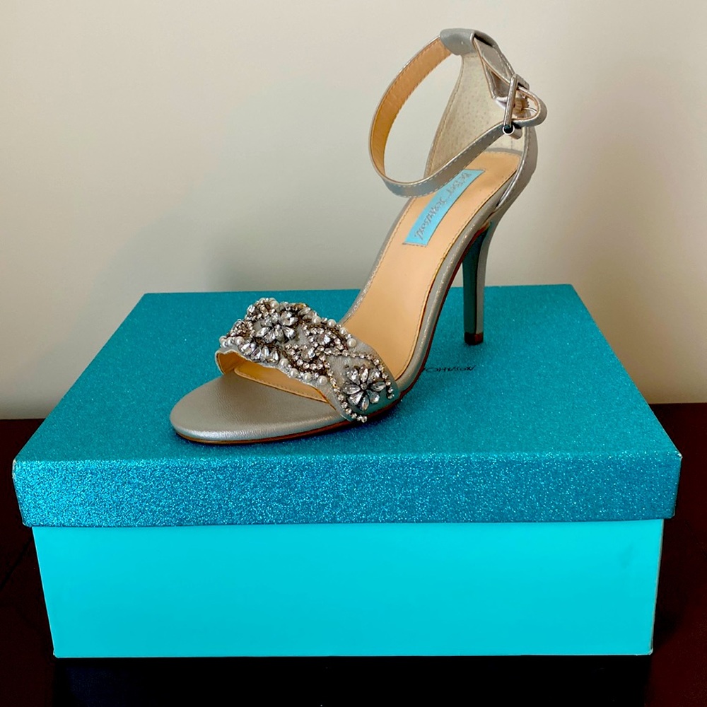 Beaded wedding heels- Blue by Betsey Johnson